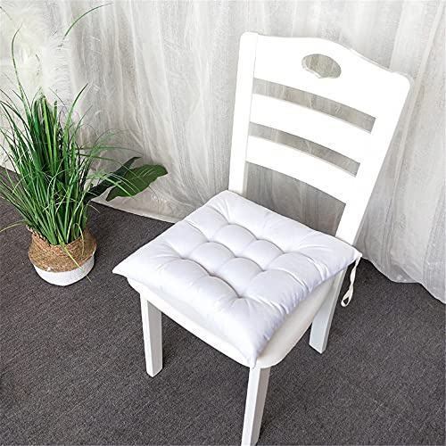 Treer Cojines de Asiento para Silla para sillas con Cintas de sujeción Apto para Exterior cojín para Silla de jardín, balcón, terraza, Asiento de jardín (Blanco,40x40cm)