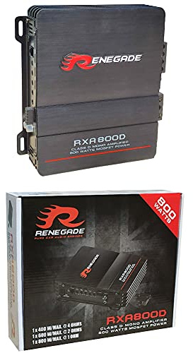 1 amplificatore monofonico RENEGADE RXA800D RXA 800 D 1 canale classe d 400 watt rms 800 watt max bass boost specifico per subwoofer, 1 pezzo