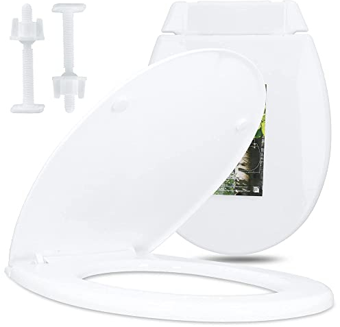 Inter-Sano® Toilettendeckel O-Form Oval Weiß 'Osika' WC Sitz mit Montagesatz | Toilettenbrille aus Antibakterielle PP-Material Klodeckel Passt In Jedes Badezimmer Klobrille Toilettensitz Toilet Seat