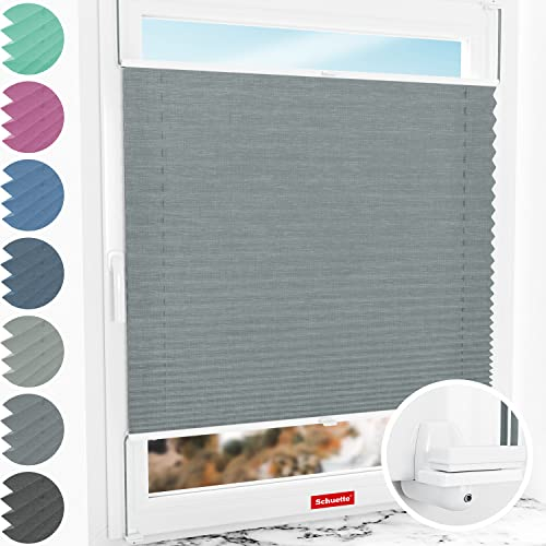 Schuette® Plissee ohne Bohren ● Melange Kollektion: Rocky Mountain (Grau) ● 70x200cm (Breite x Höhe) ● Suprafix Faltrollo X Klemmfix Rollo ● Blitzschnelle Montage inkl. Video