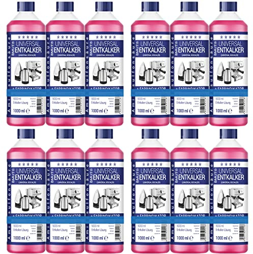 Descalcificador universal de 1000 ml para cafeteras automáticas y máquinas de café, para 8 operaciones de descalcificación 125 ml cada una, 12 botellas