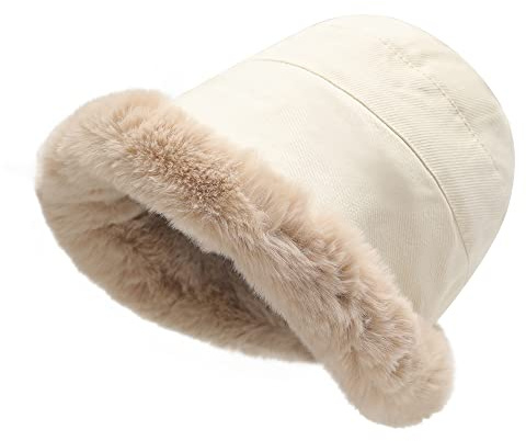 ZLYC Damen Winter Fischerhüte Hut Kunstpelz Cloche Hut mit Fleece Futter