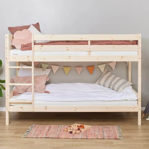 Hoppekids Etagenbett 2 Kinder 90x200 | Hochbett für 2 Kinder | Natur