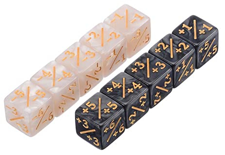 EHOTER Plus und Minus Würfel Mathematische Operation Würfel Würfel 10STK Set mit Säckchen Doppel-Farben Polyedrischer Spielwürfel Kompatibel mit MTG, CCG, Kartenspiel Zubehör