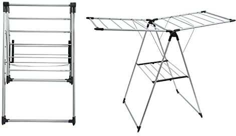 Rainberg Clothes Airer, Clothes Horse, Indoor/Outdoor Clothes Airer, Clothes Drying Rack with 15m Washing Line Drying Space. (Grey)