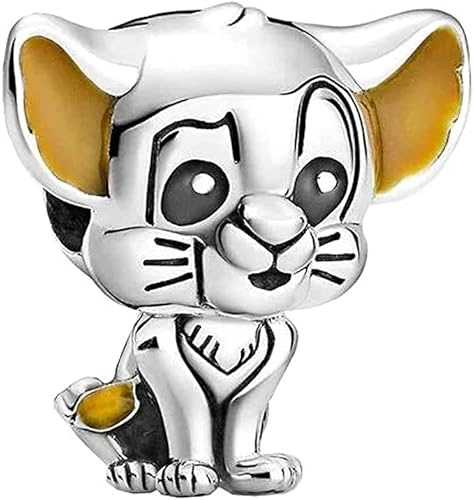 Abalorio de Personaje The Charmery León el Rey Simba de Plata de Ley 925 Compatible con Abalorios Pandora y Muchas Otras Pulseras de Abalorios del Reino Unido.