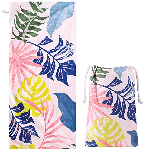 FUYOAL Beach Towel,200x90cm/78.7x35 inch Lightweight Soft Beach Towel Absorbent Oversized Towel with Bags for Adults Women Men