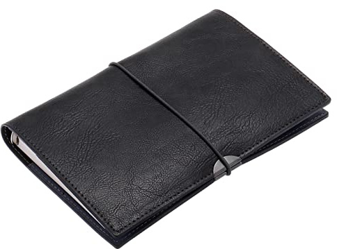PATIKIL A6 PU Leder Bindemittel Zeitschrift mit 100 Blätter Schwarz | Nachfüllbarer Loose Blatter Persönlicher Terminplaner Organizer Geregelt Lined Tagebuch Notizbuchs, für Büro