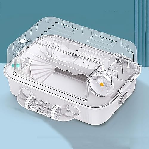 XIAOZHUANGXIONG Hamsterkäfig mit Röhren, Acrylmaterial für Kleine Haustiere, Kaninchenstall mit Tunnel, Käfig mit 12 cm Großes Laufrad, 50x36x24cm (Color : White, Size : A)