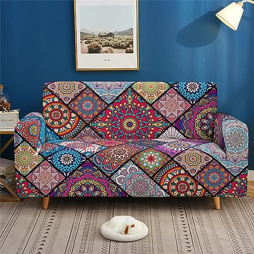 Sofa überzug Mandala Lila Orange Sofabezug Elastischer Couch überzug Waschbar Sofa Cover Universal Sofabezug l Form Sofaüberwurf Sofaschoner Für Hunde Haustiere Sofahusse 3 Sitzer