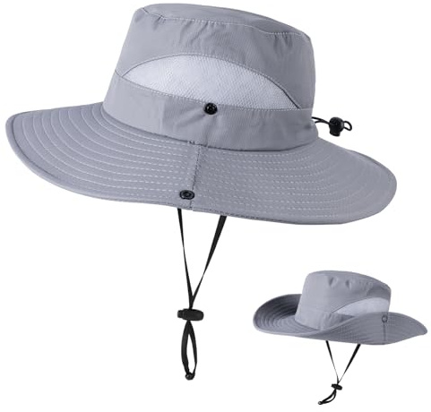 TAGVO Sombrero de Pescador Sombrero de Sol Protección UV para Hombre, Sombrero de Safari Gorra de Sol de Jungla Transpirable de Secado Rápido, Gorras de Senderismo con Diadema Ajustable