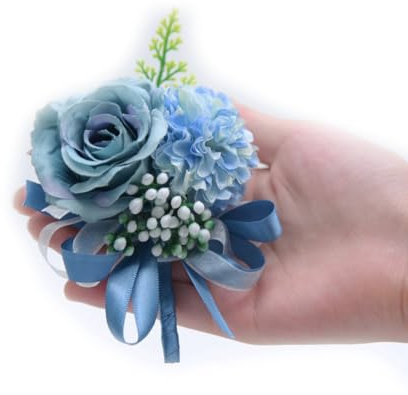 Hrlace 2 Stück Hochzeit Boutonniere Künstliche Rosen Blumen Seide Blumen Ansteckblume Braut Bräutigam Kleider Zubehör für Hochzeiten Jubiläen Bankette Tanzpartys Dark Blau
