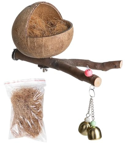 Yjkedfh Kokosnuss-Vogelhaus - Kokosnussschalen Vogelnest, Pet Bird House Käfig, Bequemer Sittich-Nistkasten, Haushüttenkäfig Für Papageien, Wellensittiche, Sittiche