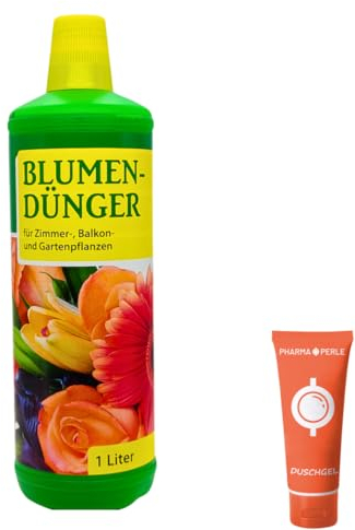 Premium Blumendünger flüssig 1x 1 l für Zimmerpflanzen, Balkon- und Gartenpflanzen I NPK 4-2-2 I Düngemittel I Flüssigdünger I Nährstoff Düngemittel I Spar-Set plus Pharma Perle give-away