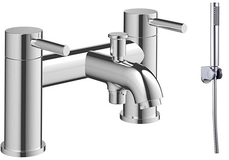 KINGBATH™ Bath Shower Mixer Tap Faucet with Shower Kit Handheld Shower Head Bathtub Bathroom Filler Sink Hot and Cold Solid Brass Modern Double Lever Handle Chrome