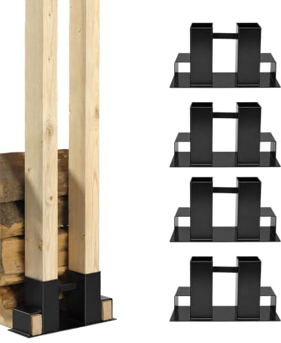 TRUTZHOLM Holzstapelhilfe Holzstapelhalter für Kanthölzer 7x7 cm / 4x6 cm | Stahl, schwarz lackiert, Kaminholz, Stapelhilfe, Holzstapelhalter, Brennholz, Gestell, Holz