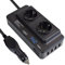 Weishuo Auto Wechselrichter 12V auf 220V 230V 200W Spannungswandler Kfz Zigarettenanzünder Steckeradapter Modifizierte Wellen Stromwandler mit 2 Steckdosen, 4 USB-Anschlüssen 4.8A und LCD-Display