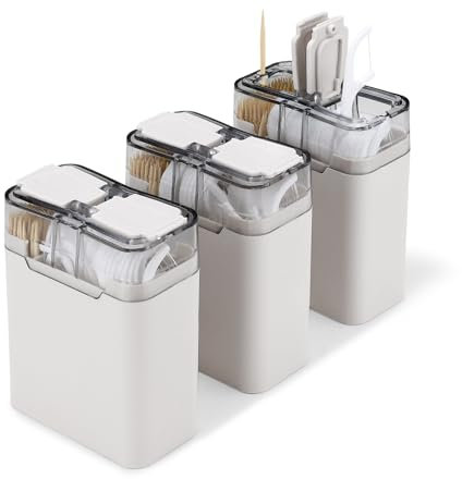 Realand 2 in 1 Toothpick & Floss Pick Holder Dispenser, 3Pcs Toothpick Holder with 360 Toothpicks & 90 Floss Sticks, Floss Pick Dispenser Toothpick Case for Home Travel