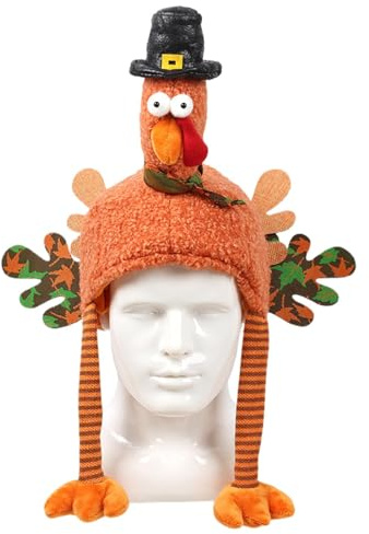 Vuggdt Chapeau de dinde à pattes de poulet de Noël | Chapeau de poulet à longues jambes – Costume de Turquie, décorations de Thanksgiving pour hommes, femmes, adultes, décoration de vacances