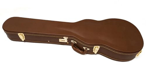 Yuemiya Premium-E-Gitarrentasche für Gibson Les Paul – Hartschalentasche mit Plüsch-Innenfutter, wasserdichtes Leder, Aufbewahrungsfach, A-Braun