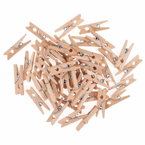 Mini Pegs Natural – 60-pack – 25 mm (2,cm) för foto, små klädnypor i trä, små klämmor, små klämmor – konst och hantverk gör-det-själv – perfekt för bröllop, presenter, födelsedagar och jul – festgåvor