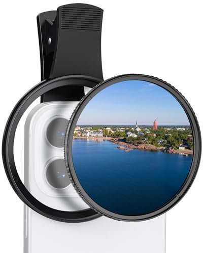 K&F CONCEPT 67mm Clip-on CPL Phone Camera Lens Filter Kit, Circular Polarizer Polarizing Filter Compatible with iPhone 16 15 14 13 12 11