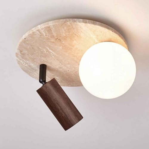 MCWYH Plafoniere Wabi-sabi Art Plafoniera da Incasso in Pietra Naturale in Marmo con faretto a soffitto Lampada da soffitto Rotonda in Vetro di Latte per Ingresso corridoio Bagno Cucina Fattoria