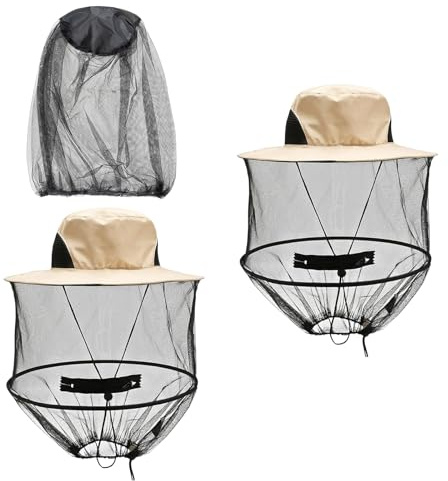 Xerteam 3 cappelli da apicoltore, 1 zanzariera e 2 cappelli pieghevoli con zanzariera, protezione solare per esterni, cappello da apicoltore con velo per campeggio, giardiniere, escursionismo, pesca
