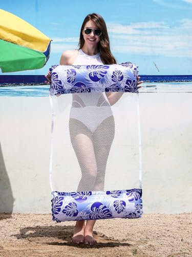 2 Pezzi Gonfiabile Amaca Galleggiante 4 in 1 lettino Piscina Gonfiabile Sedia Galleggiante per Piscina con Rete, Materassino Mare Accessori Piscina per Adulti Letto Galleggiante,118 x 68 cm