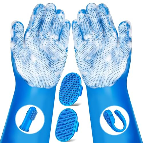 Hundewaschhandschuhe, Silikonhundzahnbürste Finger Shampoo Pinsel, Haustiere für Hunde für Hunde, Zahnbürsten Silikon Welpe für Haustiere zum Massieren, Schrubben