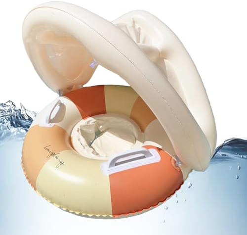 Aide à la natation pour bébé pour la piscine | Aide à la natation gonflable pour 0 à 48 mois | Protection solaire pliable Siège de sécurité gonflable pour tout-petits et printemps