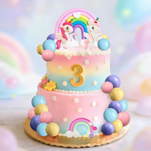 JeVenis Unicorn Cake Decoration Unicorn Birthday Decoration Rainbow Cake Topper Party Favors Rainbow Birthday for Girl