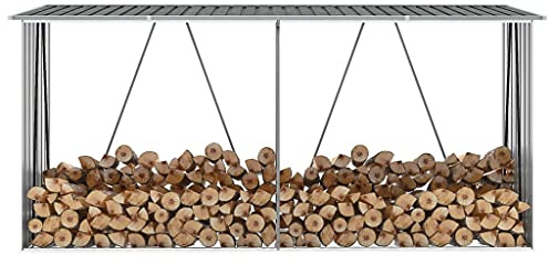 Générique Abri de Stockage de Bois Acier galvanisé 330x84x152 cm Gris,Maison & Jardin,Accessoires pour cheminées & poêles à Bois,Accessoires pour Range-bûches & Porte-bûches,Gris,22.84 KG,44859