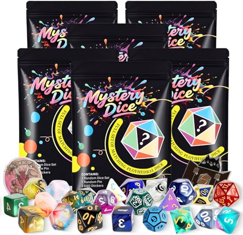 Coyeekn Mystery Dice Set, DND Dice Set of 7 Polyhedral Dice - 1 in 10 Chance to Get Legendary Dice, Dice Goblin, Suitable for Role Playing DND Gift (Mystery Pack of 6)