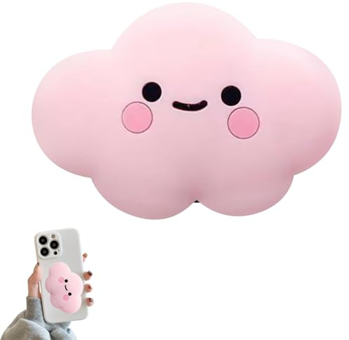 Phone Grip, Pink Clouds Silicone Mobile Phone Grip Stand Multi-function Foldable Finger Kickstand Collapsible Cellphone Finger Grip Holder for Smartphones