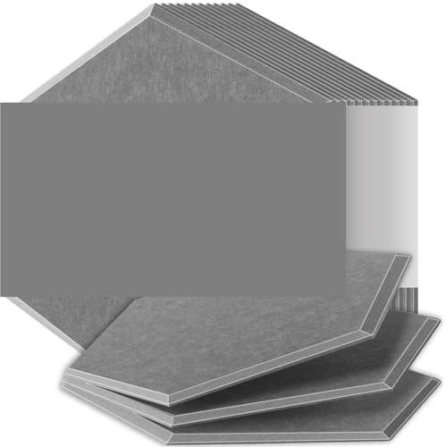 Panneaux Acoustiques Hexagonaux Panneaux insonorisants haute densité résistants aux flammes absorbant le bruit éliminant les échos(46 Agate Gray,18 Pcs,1.2cm Medium Density)
