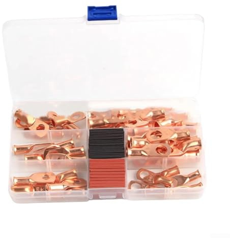 Heavy Duty Copper Wire Lugs Kit 80PCS Battery Cable Ends with Heat Shrink Tubes for 4 6 8 Gauge Wire Used in Automotive Solar Cart Marine and Inverter Systems