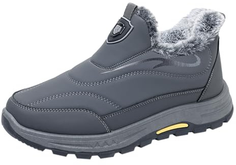 Generisch Winter Shoes Men's Winter Boots Snow Boots Warm Lined Snow Boots Hiking Shoes Non-Slip Trekking Shoes Soft Sole Hiking Boots Slip On Boots Trainers Comfortable Casual Shoes, gray, 9.5 UK
