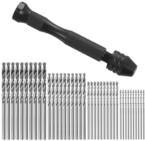40 Pcs Small Hand Drill Bit Set, Precision Pin Vise Hand Drill Set, Twist Drills Bits for DIY Craft Jewelry Model Making Manual Work Electronic Assembling Woodworking Tools and Accessories