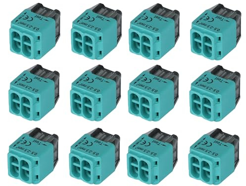 Set 12 pezzi - Morsettiera Rapida 4 Poli 24A 300V Connettore Cavi Rigidi Serie Quicky - Verde
