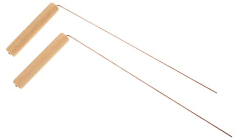POPETPOP Lot de 2 Baguettes de Sourcier en Cuivre Robuste Manche en Bois Tige de Cuivre Flexible Multifonction Outil Portable pour Chasse aux Fantômes Divination par l'eau et