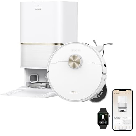 DREAME Robot aspirador y fregona L60 Ultra FE, vaciado automático y mopa autolimpiante de 100 ℃, succión de 28,000 Pa, prevención de obstáculos y navegación de 360°, limpieza profunda de esquina a