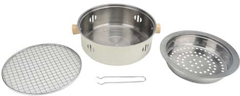 Tomotato Gril de Table Rond au Charbon Portable, Diamètre 28 cm Barbecue Compact Acier Inoxydable pour Extérieur Camping Pique nique Cuisine