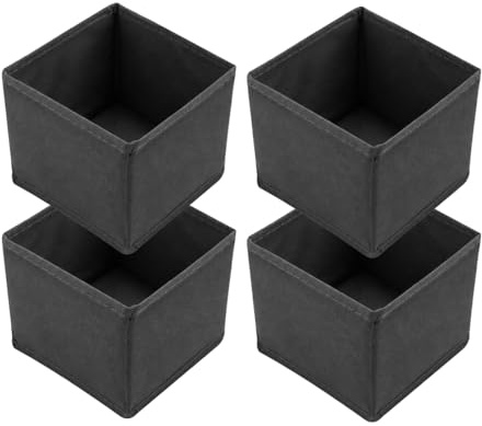 4 Stück Schrank Organizer Kleiderschrank Organizers, Faltbare Aufbewahrungsbox, Wardrobe Organizer Boxen, Stoffboxen, Ordnungsboxen Faltbox für kleiderschränke Kleidung(Grau, Klein, 14×14×12 cm)