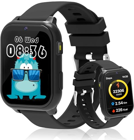 Smartwatch Bambini, 1.83 Orologio Smartwatch Bambini con Contapassi, 18 Giochi, Fotocamera, Monitor del Sonno, Sveglia, Torcia, Impermeabile Fitness Tracker Regali di Compleanno per Ragazza Ragazzo