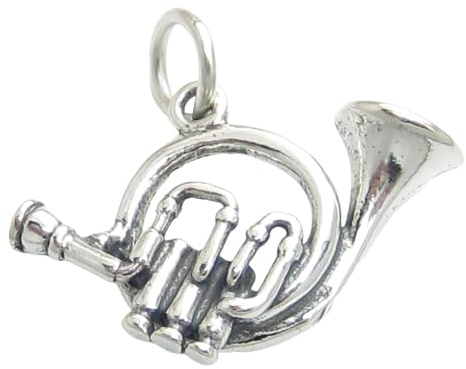 Waldhorn Sterling Silber Charm .925 x 1 Musikinstrument Charms