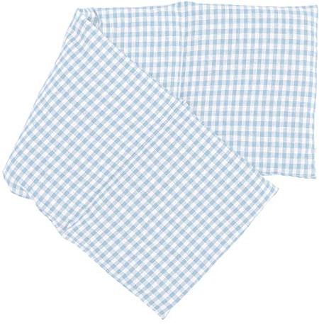 4-Kammer Leinsamenkissen 20x60cm - Bio-Stoff hellblau-weiß - Wärmekissen - Körnerkissen
