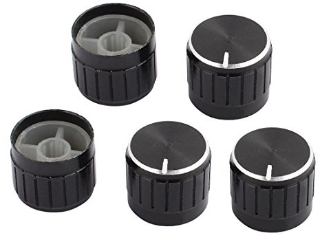sourcing map 5 Pcs 6mm Diameter Bulb Light Lamp Dimmer Control Rotary Knob Cap Black