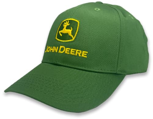John Deere Men's Trademark Logo Core Baseball Cap, Green, Yellow Logo, One Size