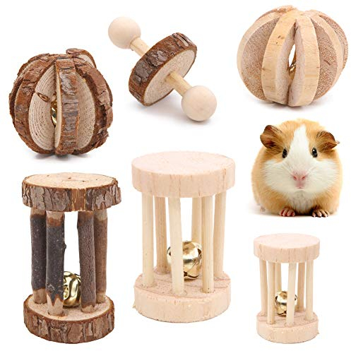 Winterworm Kauspielzeug aus Holz, für Hamster, Mäuse, Chinchillas, Kaninchen, Rennmäuse, Meerschweinchen, 6 Stück